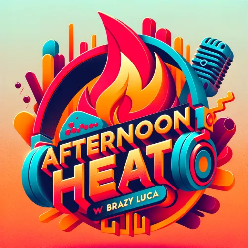 DALL·E 2024-02-24 19.31.26 - Revise the 3D Pixar-style illustration to correctly spell the show's name as 'Afternoon Heat w Brazy Luca', maintaining the vibrant color scheme of re.webp